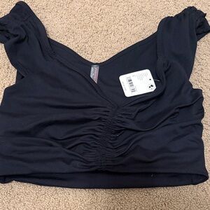 FP Movement by Free People Black Ruched Crop Top